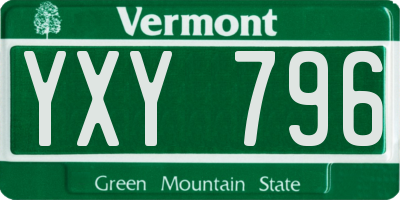 VT license plate YXY796