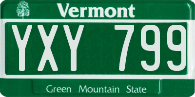 VT license plate YXY799