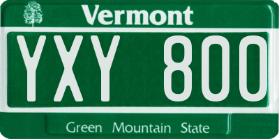 VT license plate YXY800