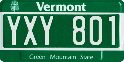 VT license plate YXY801
