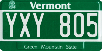 VT license plate YXY805