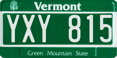 VT license plate YXY815