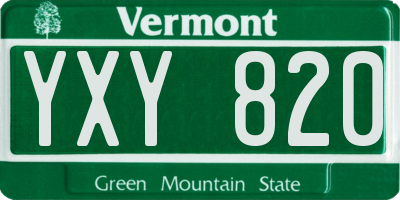 VT license plate YXY820