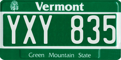 VT license plate YXY835