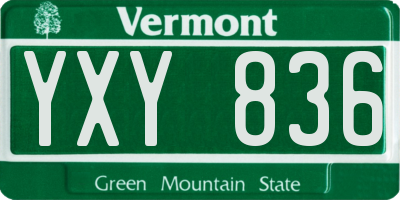 VT license plate YXY836