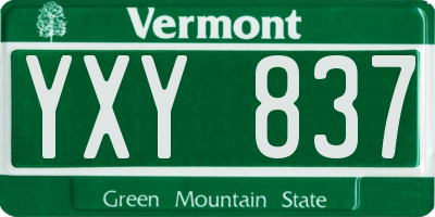 VT license plate YXY837