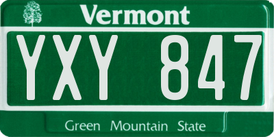 VT license plate YXY847