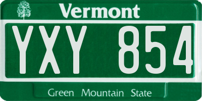 VT license plate YXY854