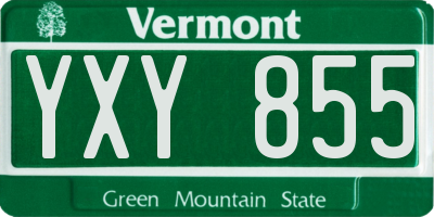 VT license plate YXY855