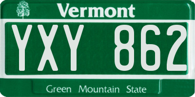 VT license plate YXY862