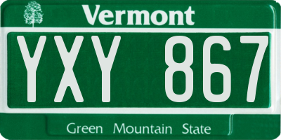 VT license plate YXY867