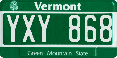 VT license plate YXY868