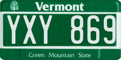 VT license plate YXY869