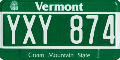 VT license plate YXY874