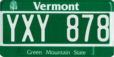 VT license plate YXY878