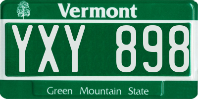 VT license plate YXY898