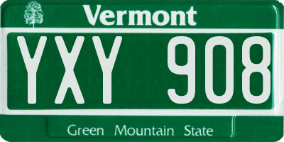 VT license plate YXY908