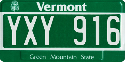 VT license plate YXY916