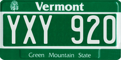 VT license plate YXY920