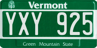 VT license plate YXY925