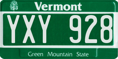 VT license plate YXY928
