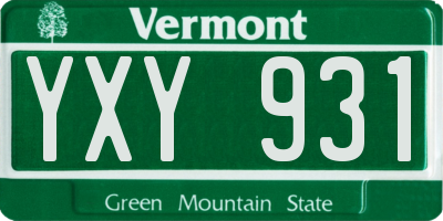 VT license plate YXY931