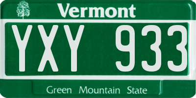 VT license plate YXY933