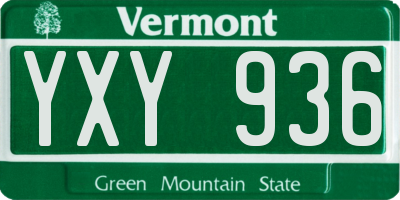 VT license plate YXY936