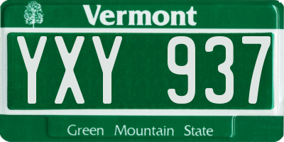 VT license plate YXY937