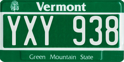VT license plate YXY938