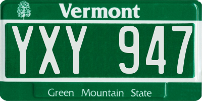 VT license plate YXY947
