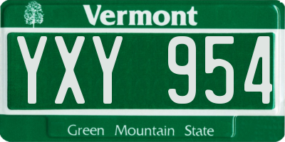VT license plate YXY954
