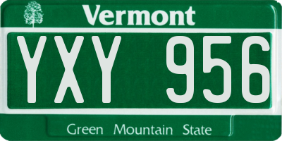 VT license plate YXY956