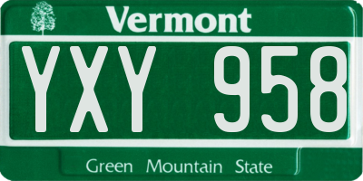 VT license plate YXY958