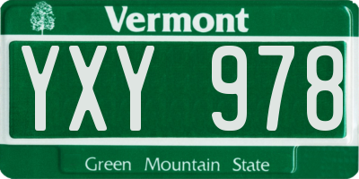 VT license plate YXY978