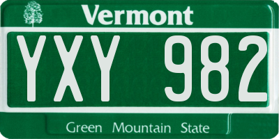 VT license plate YXY982