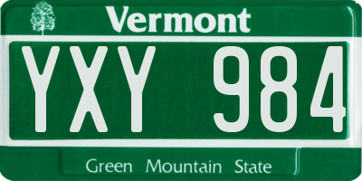 VT license plate YXY984