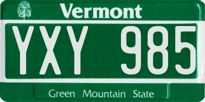 VT license plate YXY985
