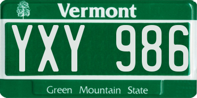 VT license plate YXY986