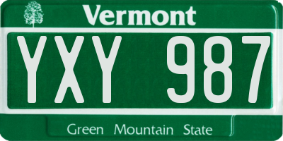 VT license plate YXY987