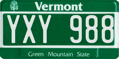 VT license plate YXY988