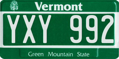 VT license plate YXY992