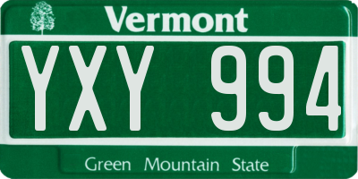 VT license plate YXY994