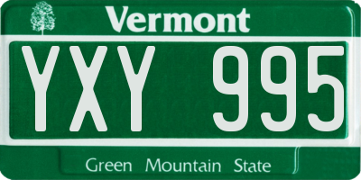 VT license plate YXY995