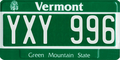 VT license plate YXY996