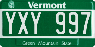 VT license plate YXY997