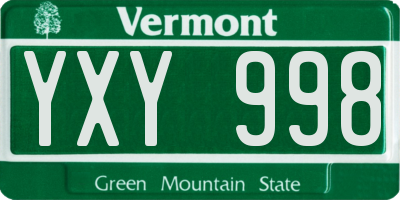 VT license plate YXY998