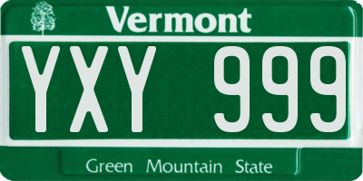 VT license plate YXY999