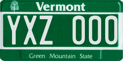 VT license plate YXZ000