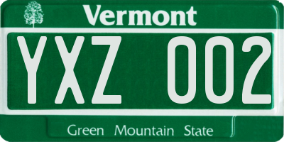 VT license plate YXZ002